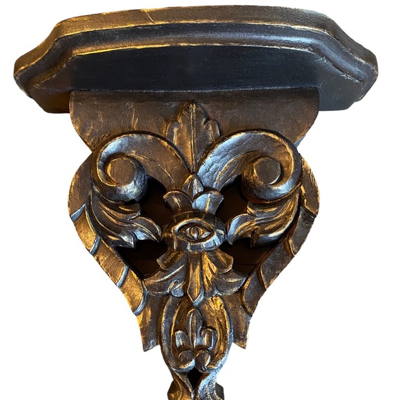 Other - Handcarved Wooden Corbel Antiqued BronzeMetal Gold Highlights- Shelf - Bookend?